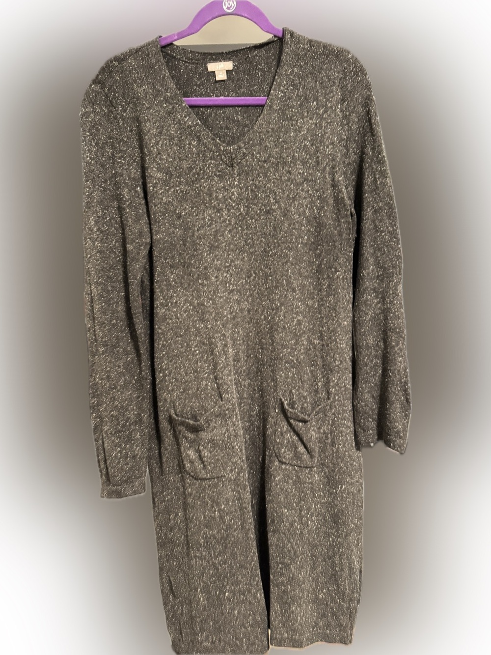 J. Jill V Neck Silk Cotton Speckle Sweater Dress